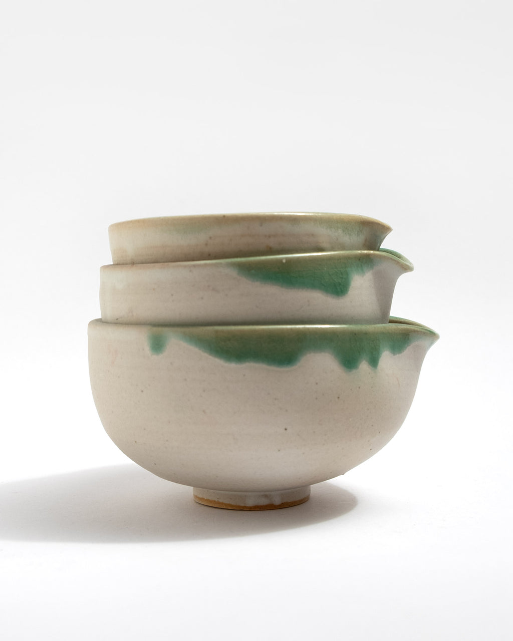Ceramic bowls with green accents, matcha bowl, handmade in Italy, Christmas gift