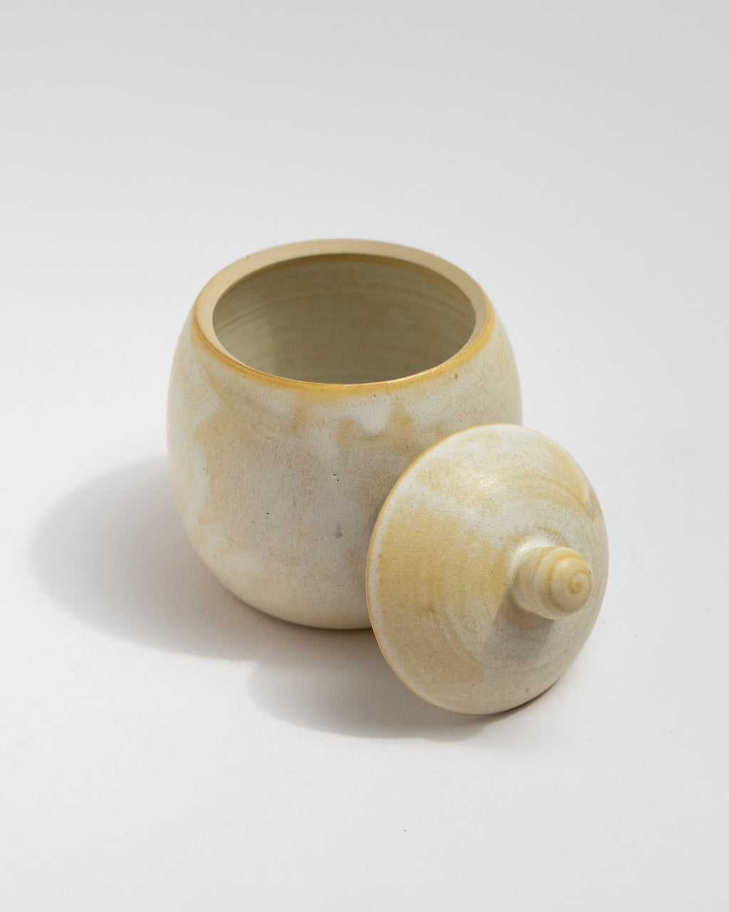 Ceramic white jar with a lid, handmade in Italy