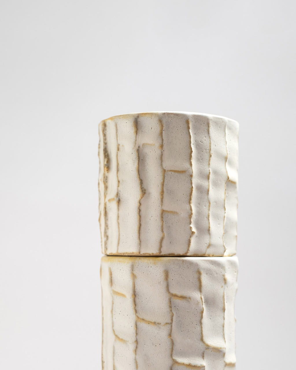 Closeup on kurinuki white cups