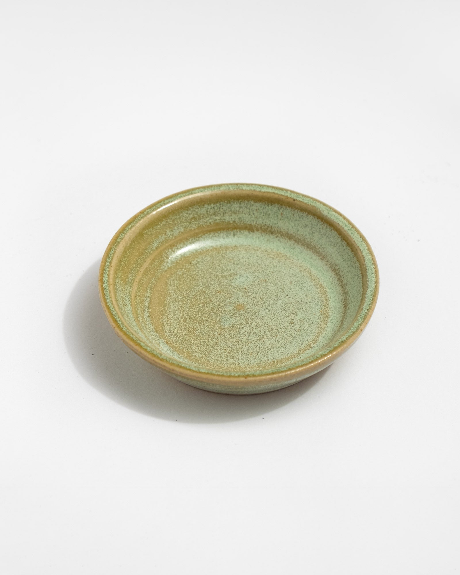 Green ceramic saucer, handmade in Italy