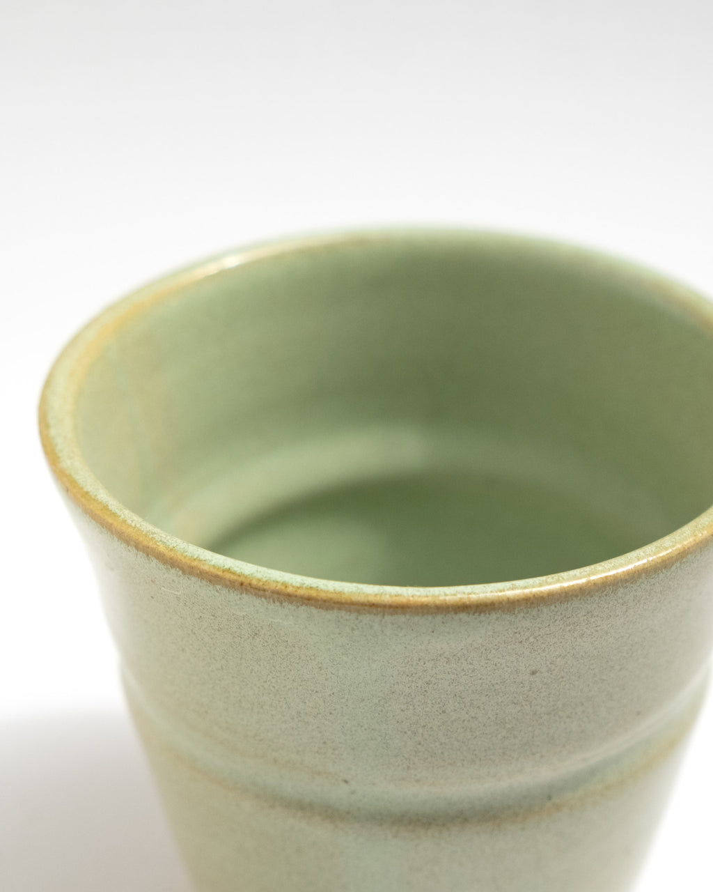 Green ceramic flower pot, handmade in Italy