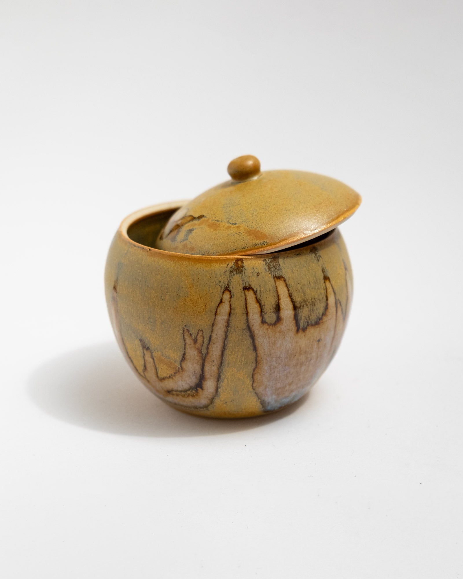 Ceramic jar with a lid, handmade in Italy