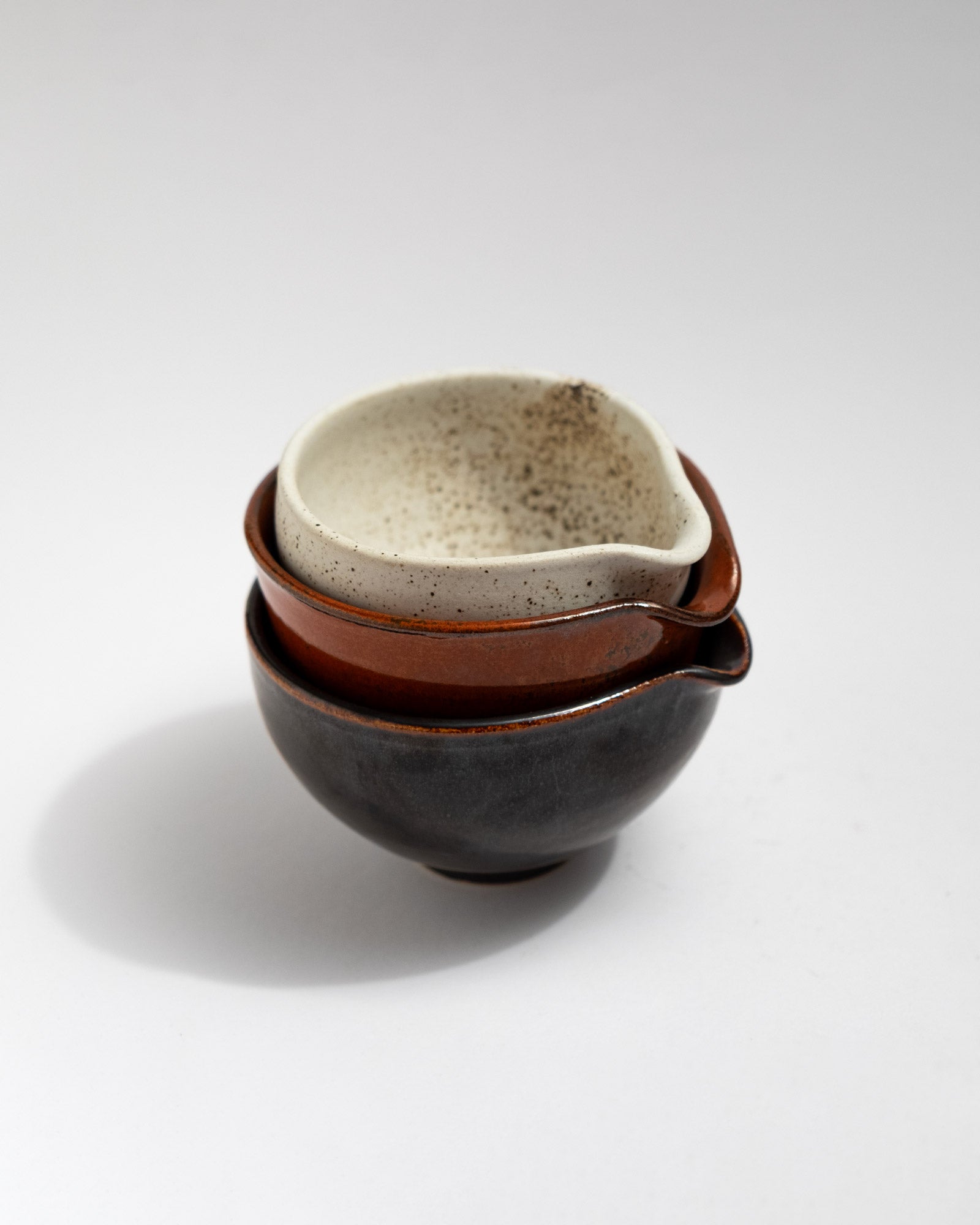 Set of three ceramic bowls in different sizes, handmade in Italy